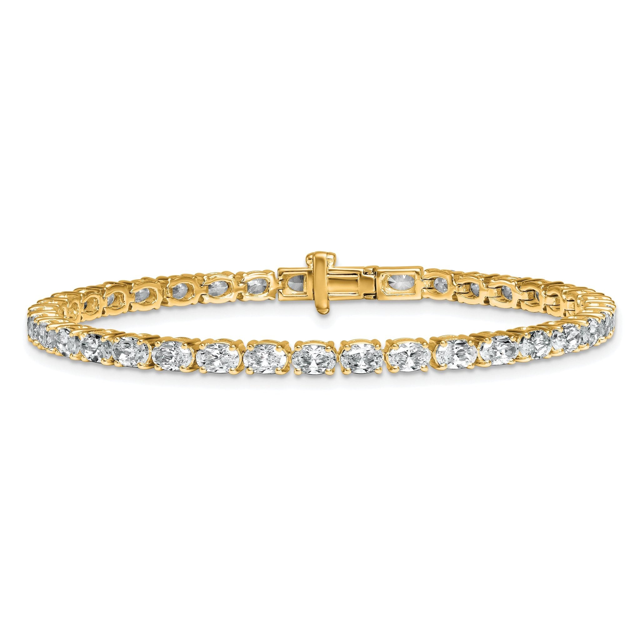 14k 7 carat Lab Grown Diamond VS/SI+ G+ Complete Oval Tennis Bracelet Secondary image