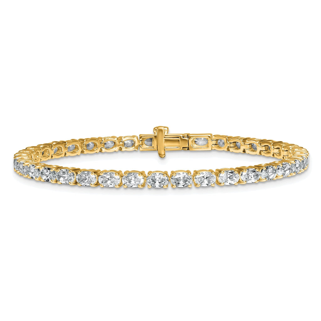 14k 7 carat Lab Grown Diamond VS/SI+ G+ Complete Oval Tennis Bracelet