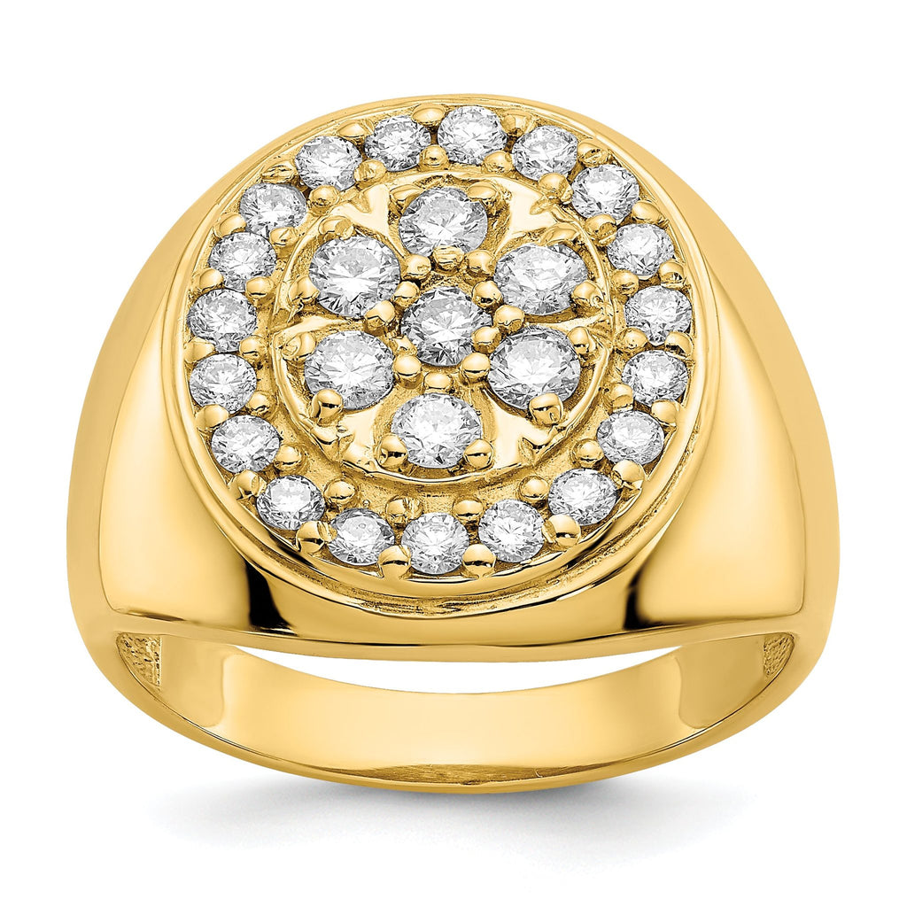 14k 1 carat VS Diamond Mens Cluster Ring