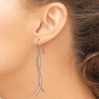 Stainless Steel Polished Textured Drop Dangle Earrings for Women