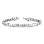Sterling Shimmer Sterling Silver Rhodium-plated Square 3mm x 3mm CZ 53 Stone 7 inch Bracelet