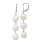 Sophia Jewelers Sterling Silver Shell Pearl Dangle Earrings with Rhodium Polish