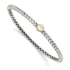 Sophia Jewelers Sterling Silver 14K Gold Freshwater Pearl Hinged Bangle