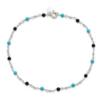 Sterling Silver Onyx/Turquoise Beads Anklet