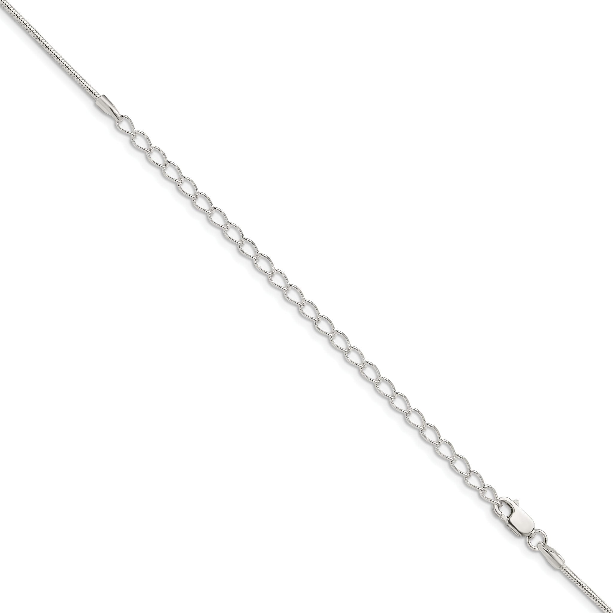 Sterling Silver 1.25mm Snake Chain With 2 Inch Extension