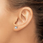 14K White Gold 1 ct Certified Lab-Created Diamond VS+ F+, Princess-Cut 4-Prong Stud Earrings