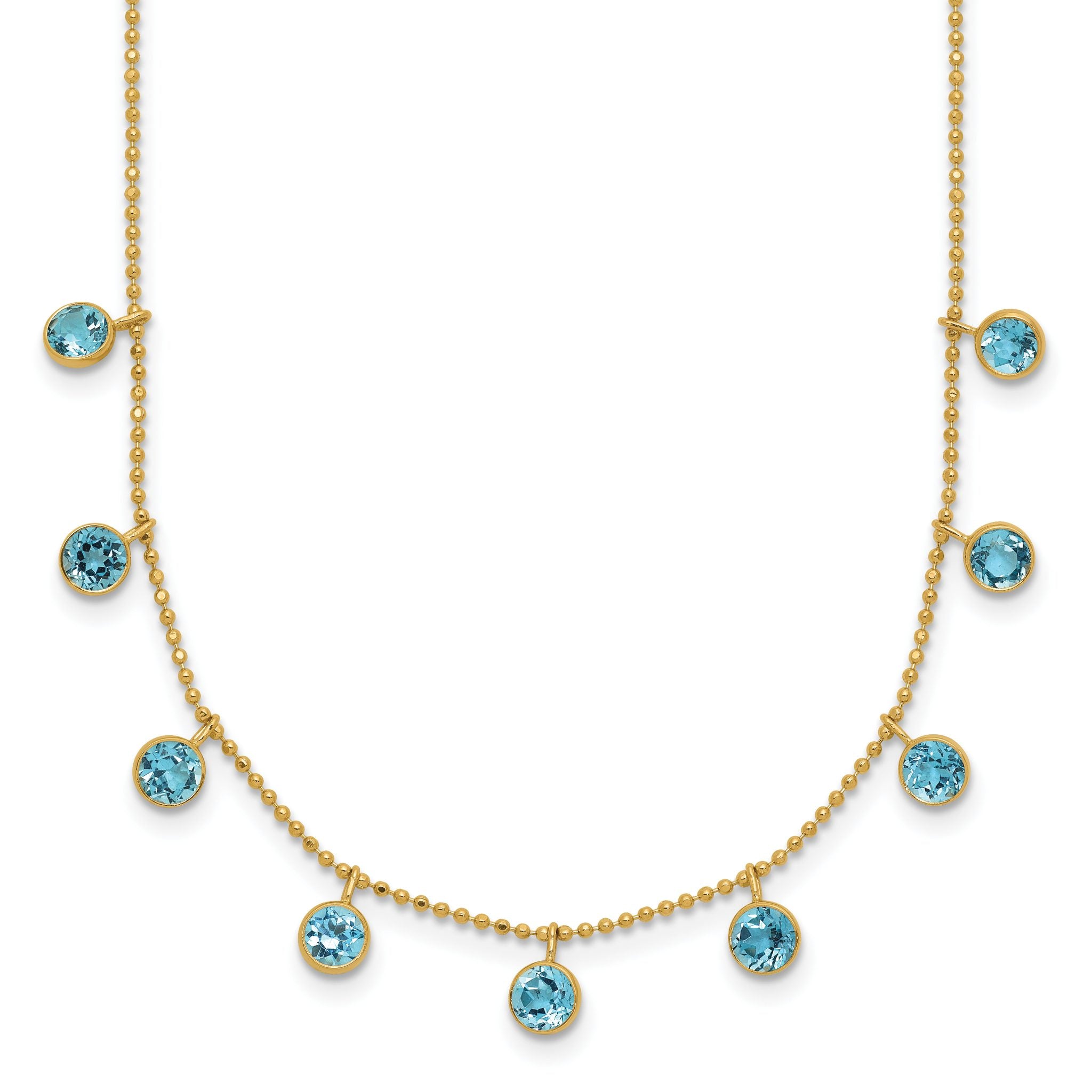14k Blue Topaz Dangles 16 inch Necklace Plus 2 inch Extender Main image