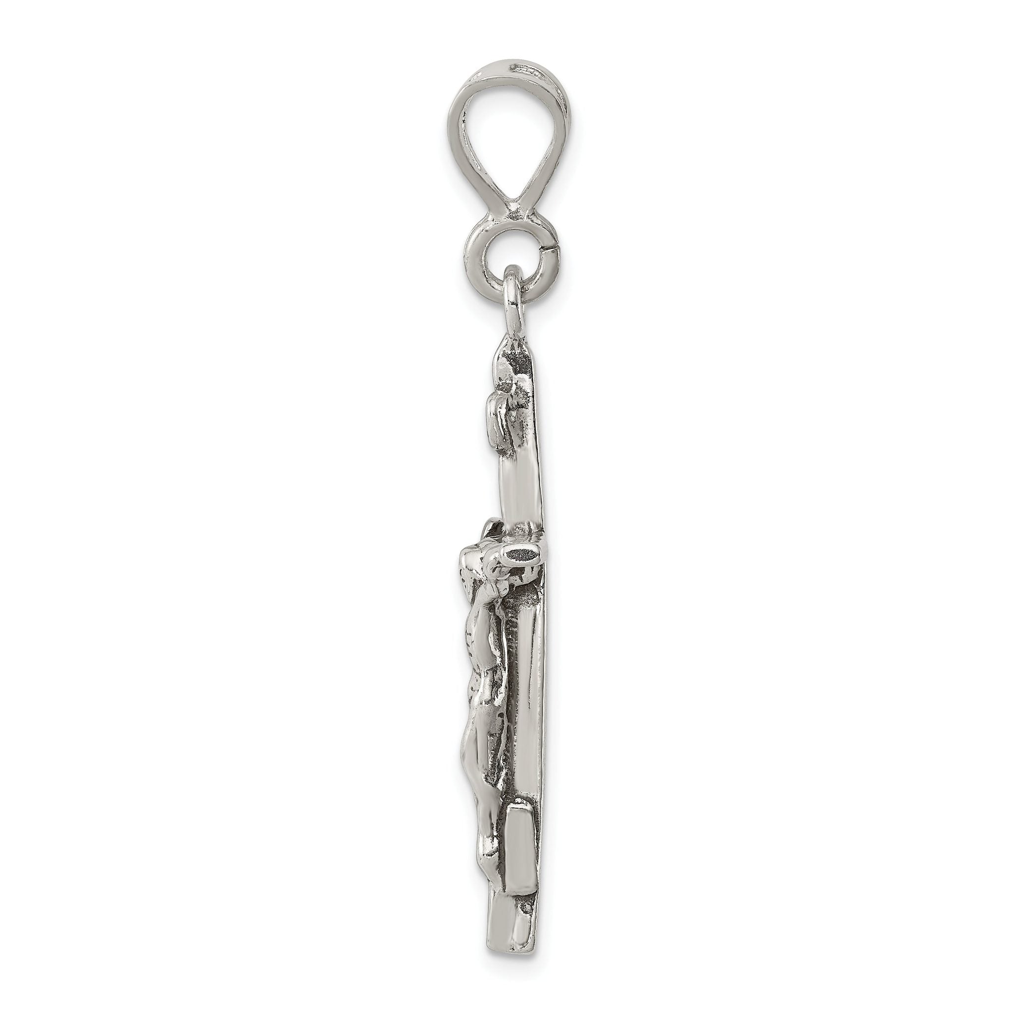 Sterling Silver 925 Crucifix Charm with Polished Antique Design Secondary image
