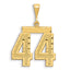 14K Gold Large Number 44 Charm with Diamond-Cut Brushed Finish