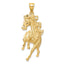 14K Gold Brushed Horse Pendant for Men with Diamond-Cut Finish