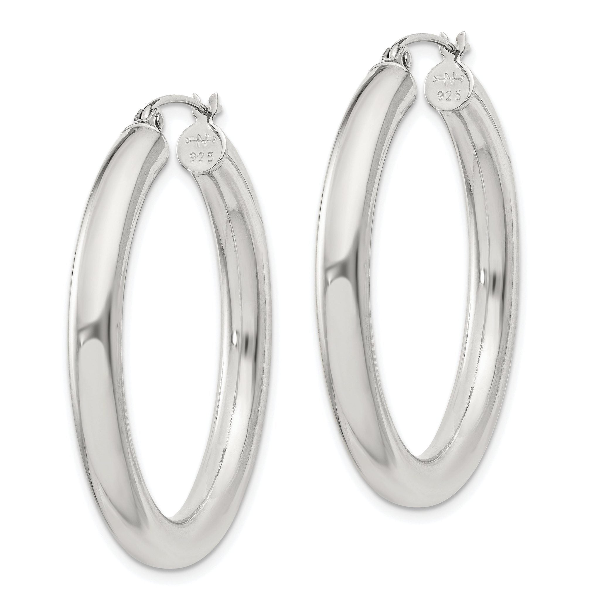 Sterling Silver 4mm Round Hoop Earrings Secondary image