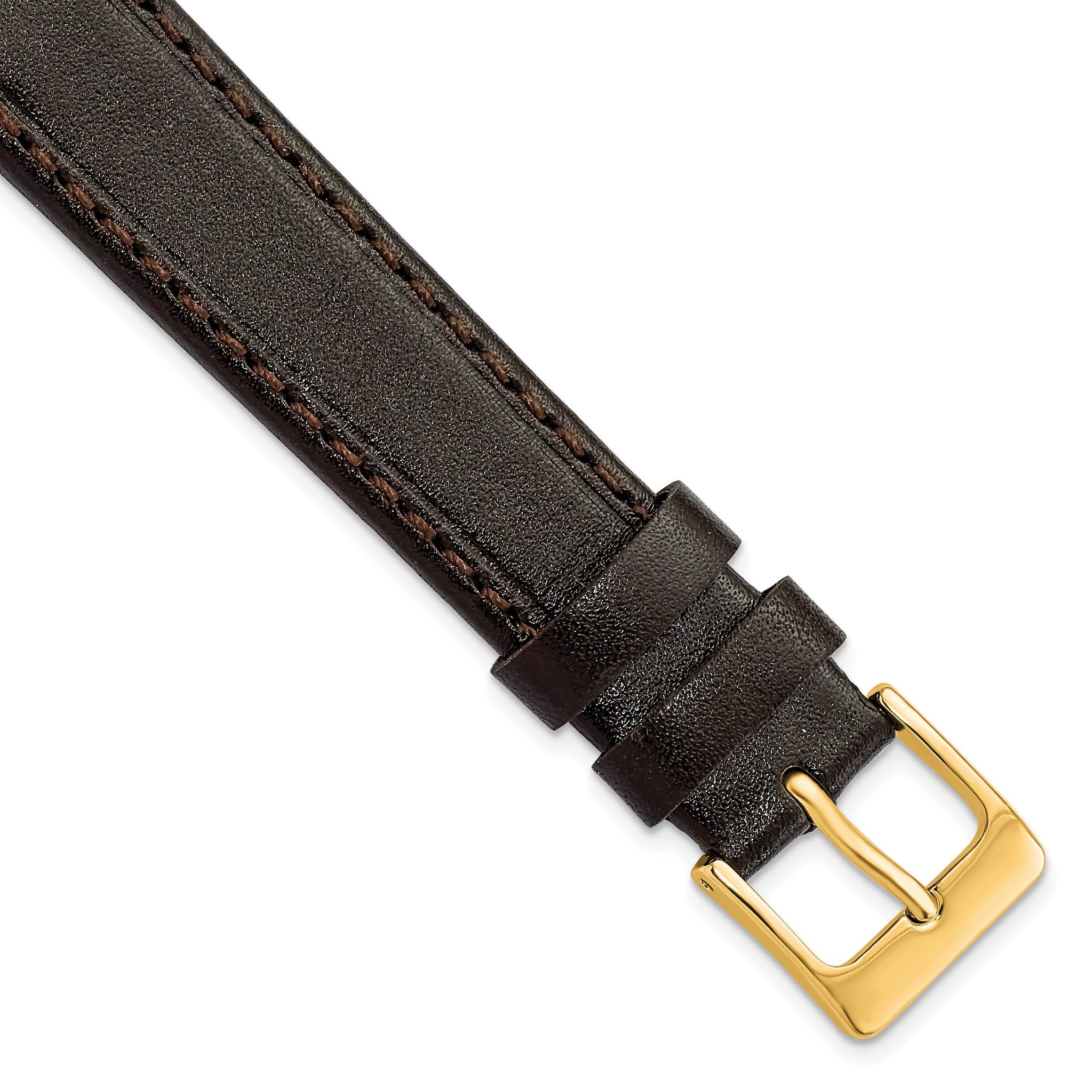 Genuine Calf Leather Watch Band in Dark Brown, 19mm Main image