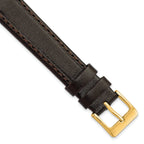 Genuine Calf Leather Watch Band in Dark Brown, 19mm