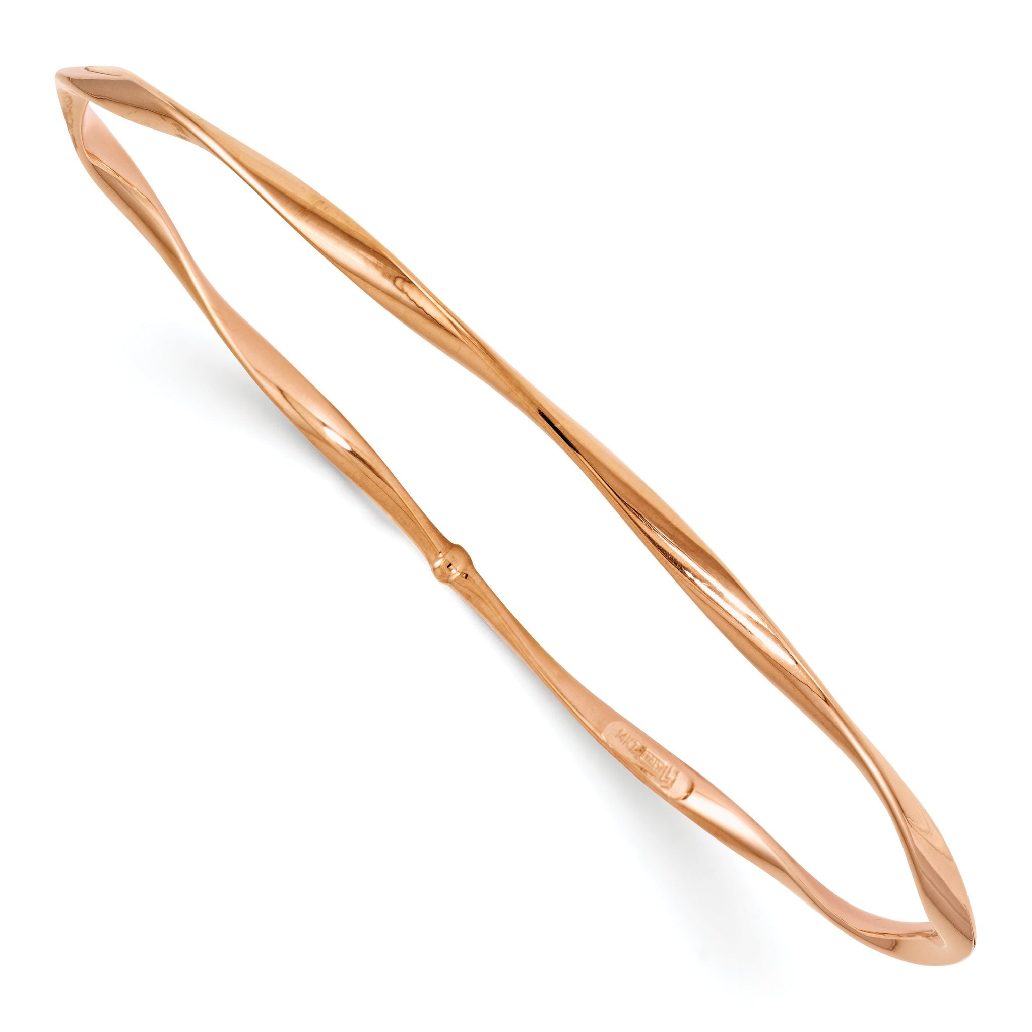 14K Rose Gold Polished Twisted Slip-on Bangle Main image
