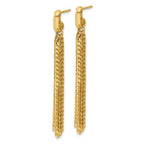 14K Polished Fancy Curb Link Tassel Post Dangle Earrings