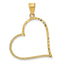 14K Gold Satin Diamond-Cut Crooked Heart Pendant with Polished Finish