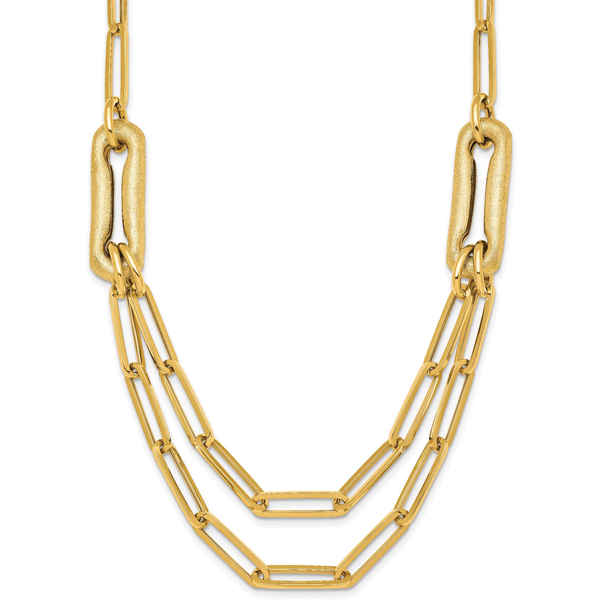 14k Polished And Brushed Double Layer Paperclip Link 18.25 inch Necklace Main image