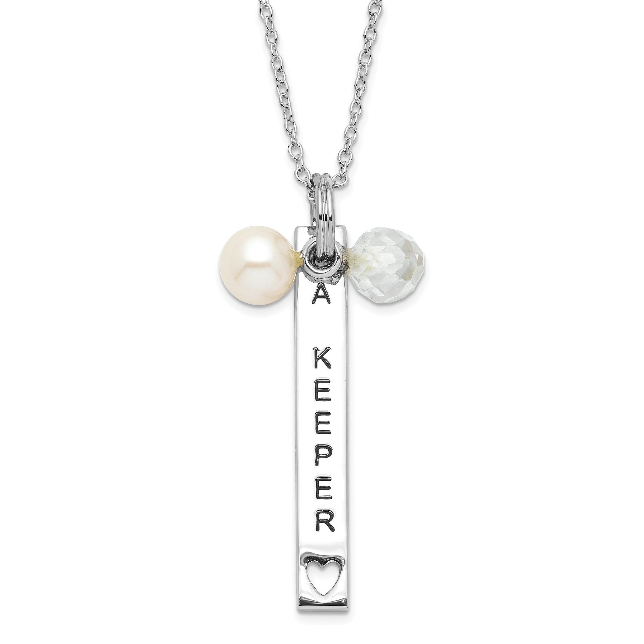 Sophia Jewelers Sterling Silver Pearl CZ Necklace Gift-Ready Elegant Design