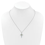 Shey Couture Sterling Silver Rhodium-plated with 14k -X- Accent Round Light Swiss Blue Topaz Cross 18 inch with 2 inch Extension Necklace