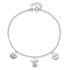 Sterling Silver Faith/Believe/Angel 9 inch Plus 1 inch Extender - Total 10 inch Anklet