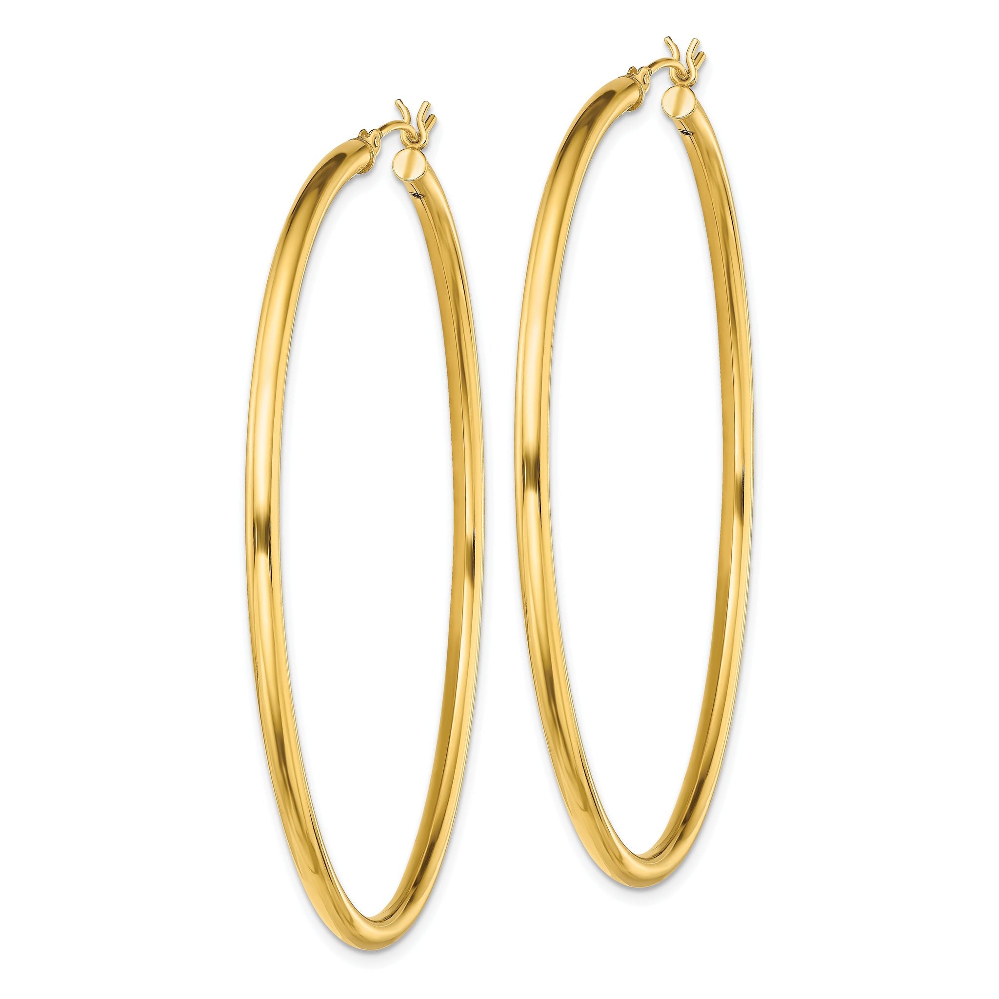 Sterling Silver Gold-Tone Polished 2.5x60mm Hoop Earrings Secondary image