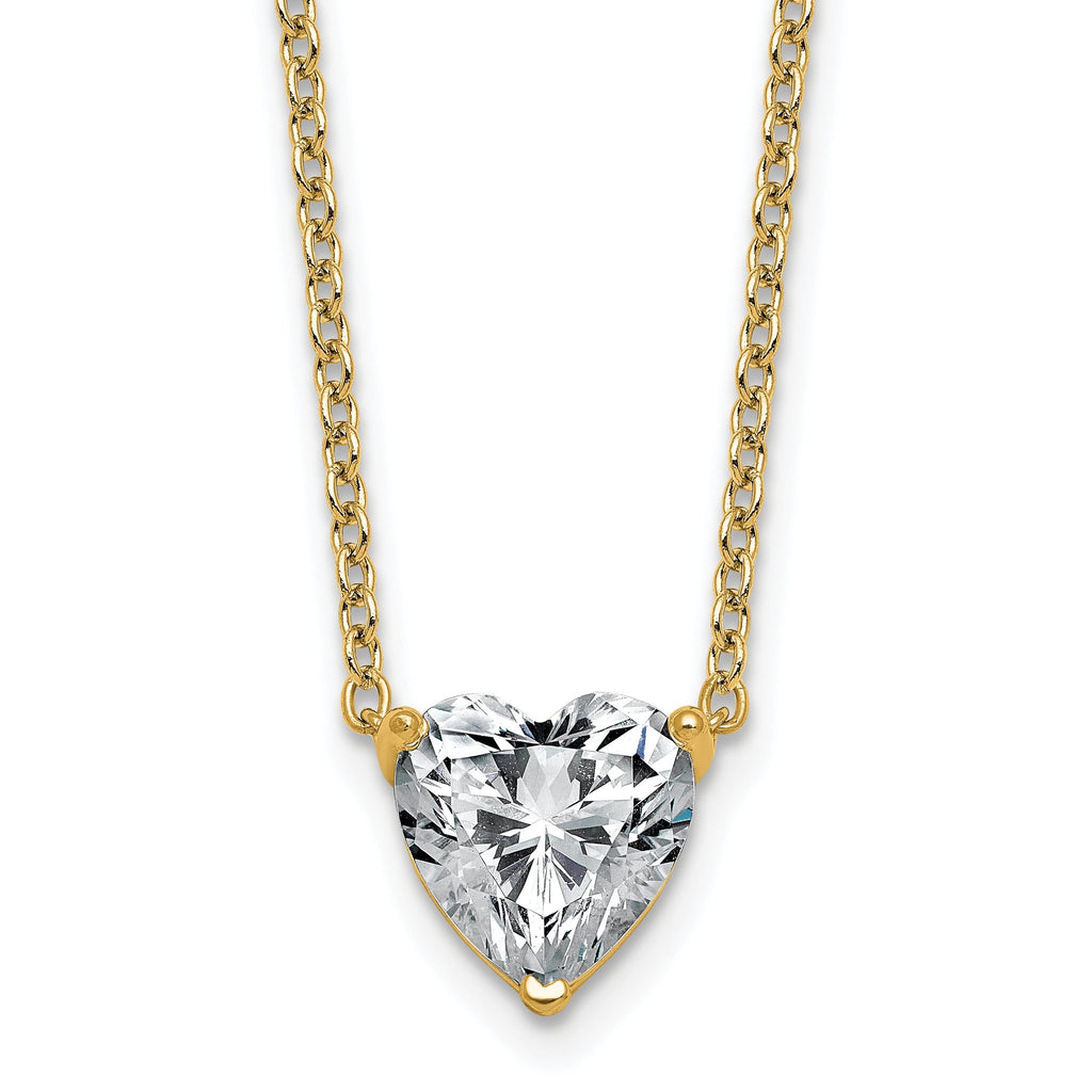 14k 2 1/2 carat Lab Grown Diamond VS+ F+ Heart Complete 18 inch Four Prong Pendant Necklace