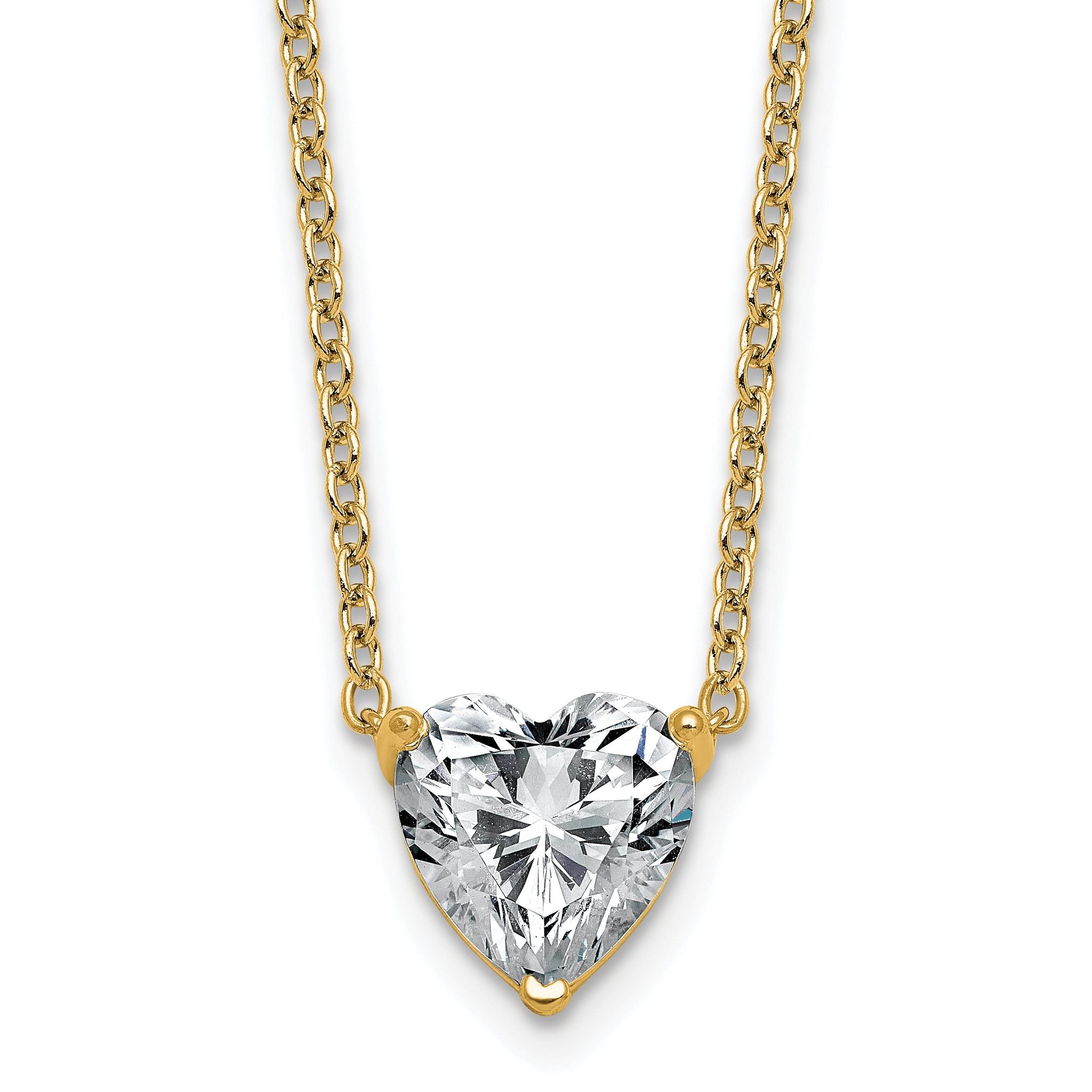 14k 2 1/2 carat Lab Grown Diamond VS+ F+ Heart Complete 18 inch Four Prong Pendant Necklace