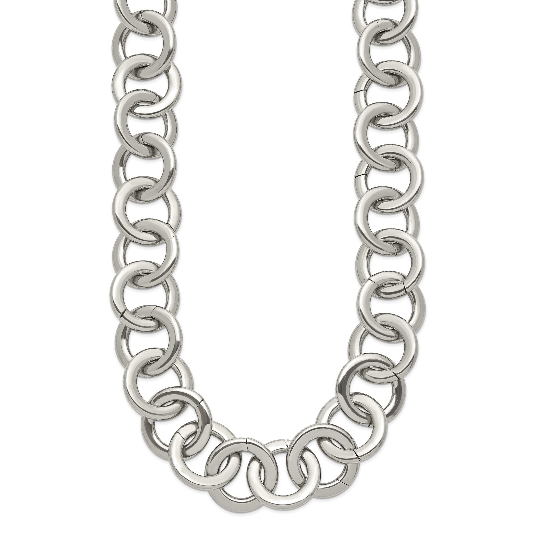 Chisel Stainless Steel Polished Circle Link 17 inch Necklace Secondary image