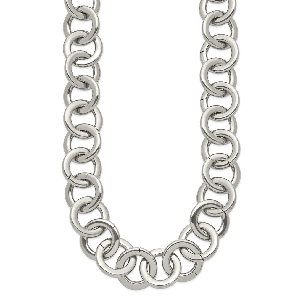 Chisel Stainless Steel Polished Circle Link 17 inch Necklace