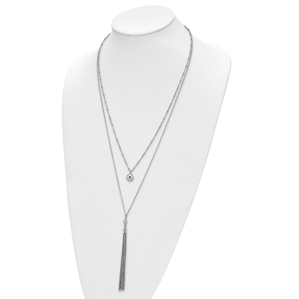 Chisel Stainless Steel Polished Two Strand 24 inch with 2 inch Extension Necklace