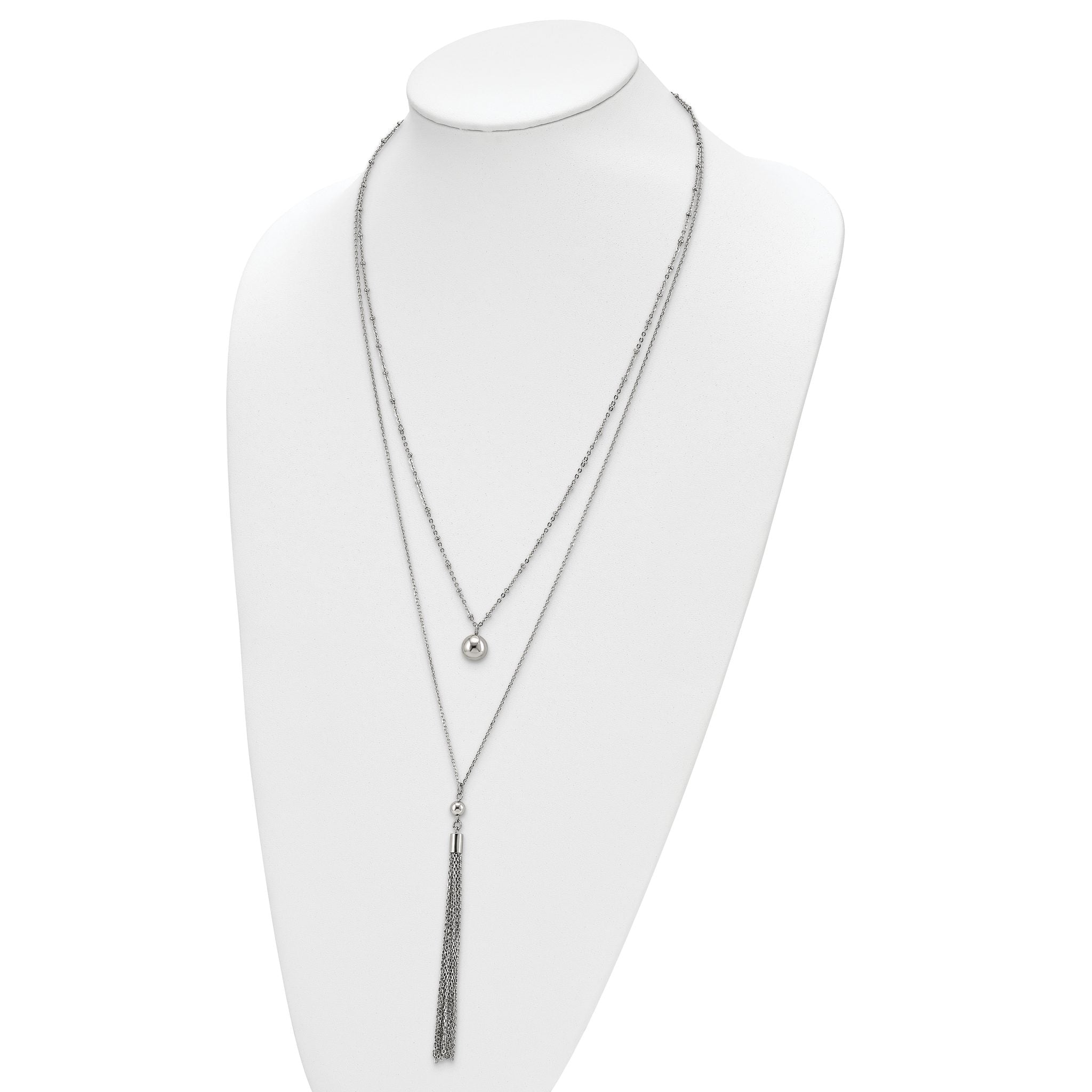 Chisel Stainless Steel Polished Two Strand 24 inch with 2 inch Extension Necklace