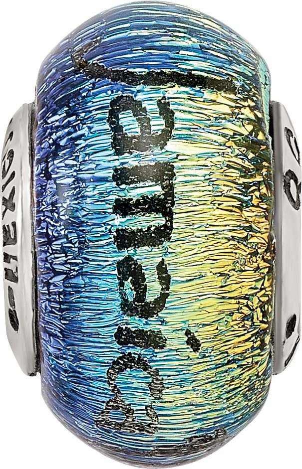 Sterling Silver 925 Dichroic Glass Bead with Vibrant Jamaica Orange Design