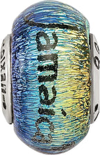 Sterling Silver 925 Dichroic Glass Bead with Vibrant Jamaica Orange Design
