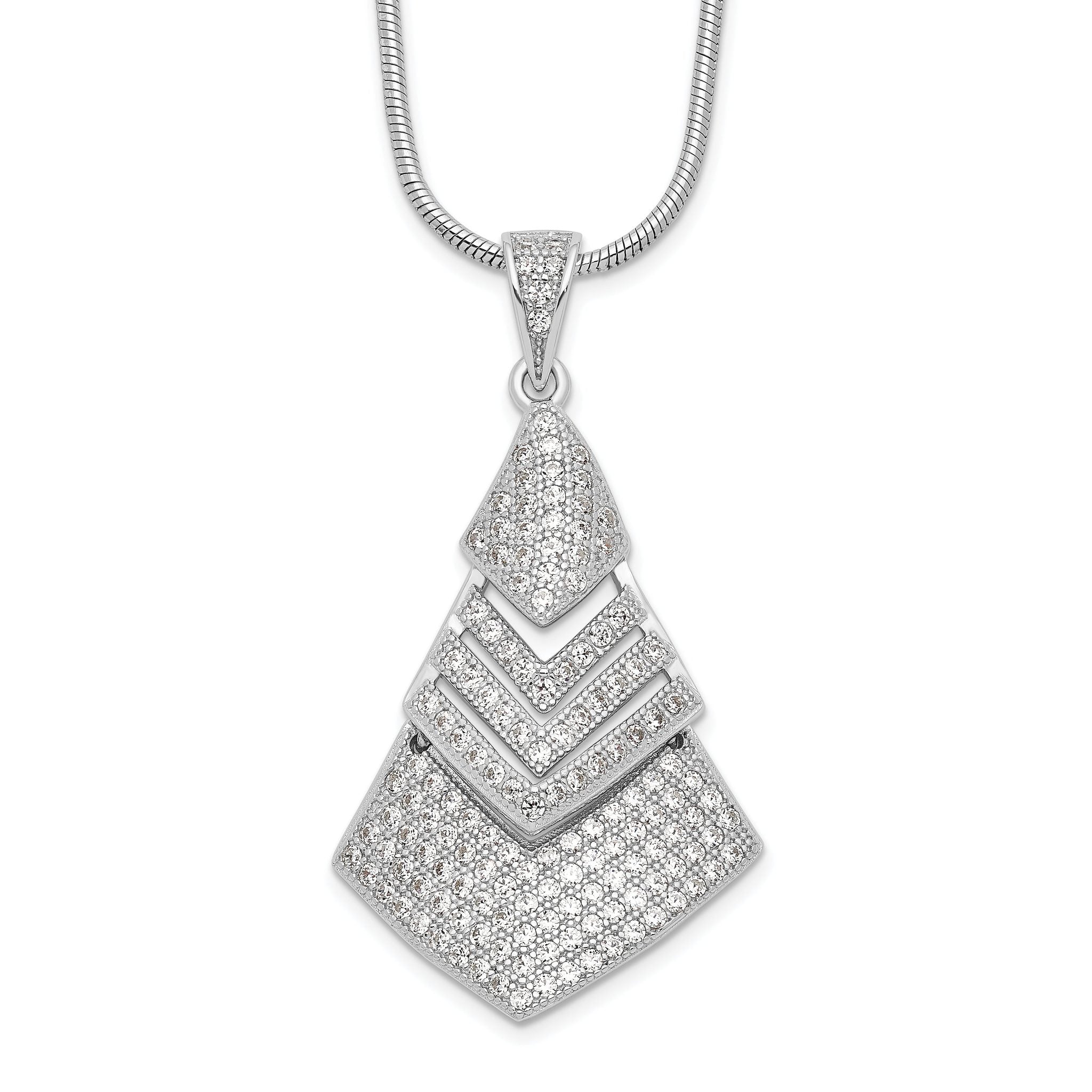 Sterling Silver 925 Micro PavÃƒÆ’Ã†â€™Ãƒâ€šÃ‚Â© CZ Necklace with Extender  Elegant and Modern