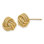 14K Gold Polished Love Knot Earrings with Elegant Twist Design