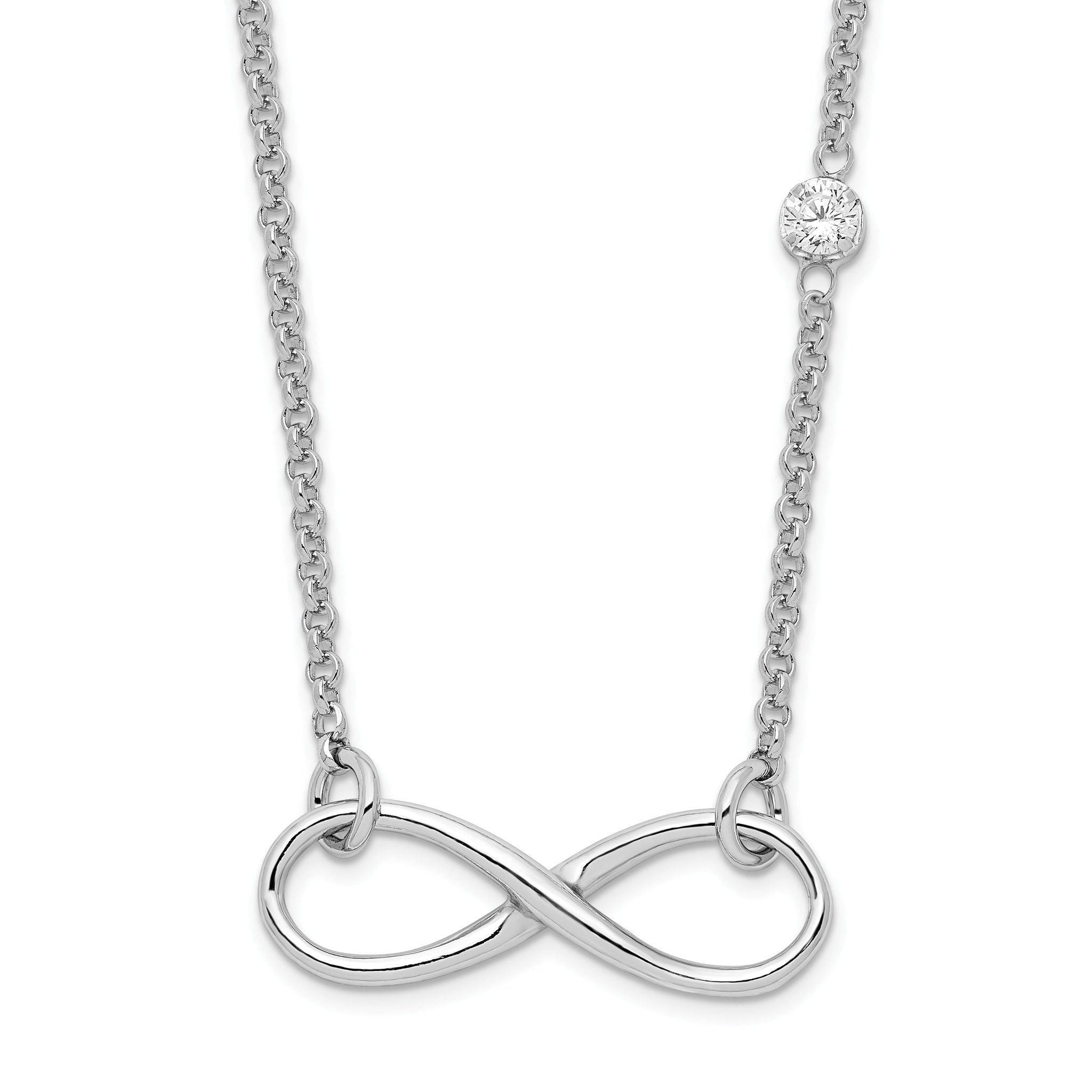 Sterling Silver Rhodium-plated CZ Infinity Knot Necklace Main image