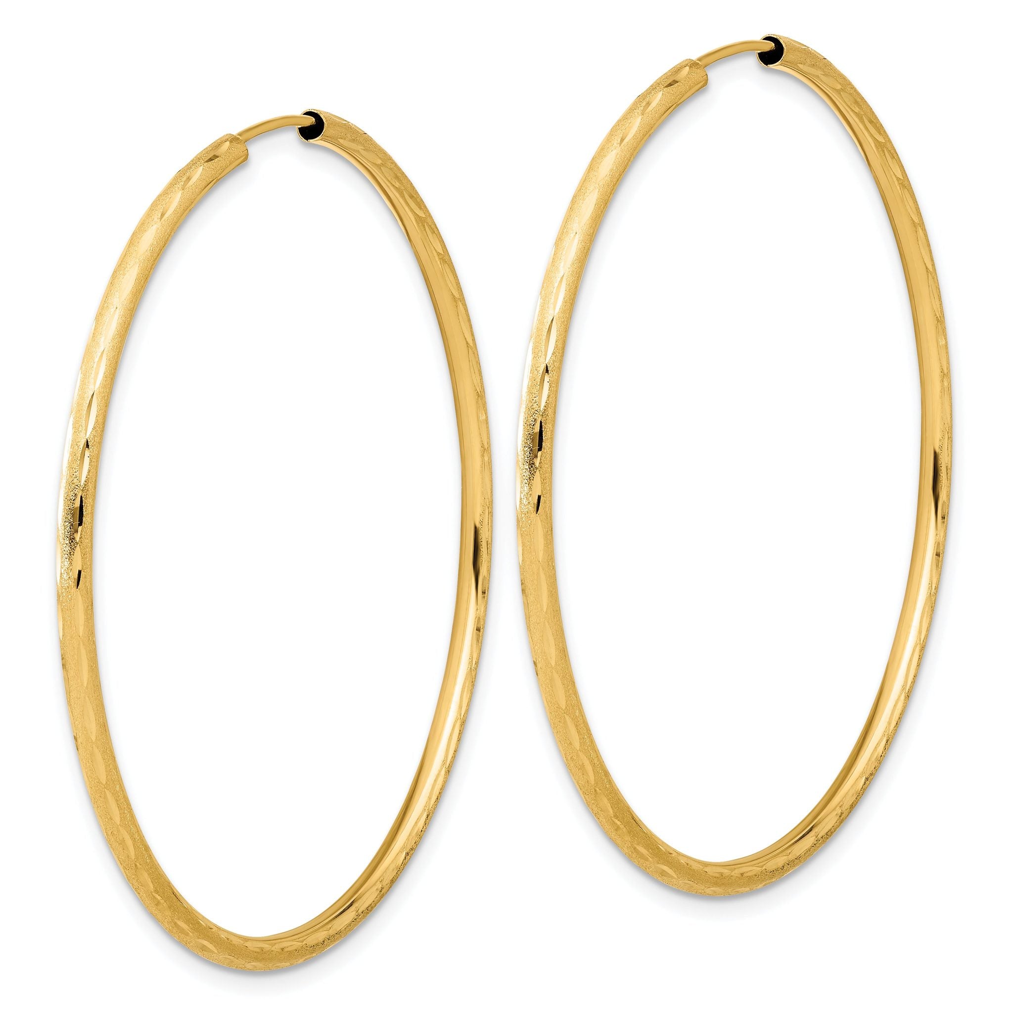 14k Polished and Satin D/C 2.00mm Endless Hoop Earrings Secondary image