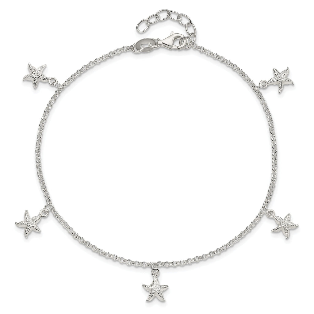Starfish Dangle Anklet in Sterling Silver