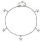 Starfish Dangle Anklet in Sterling Silver