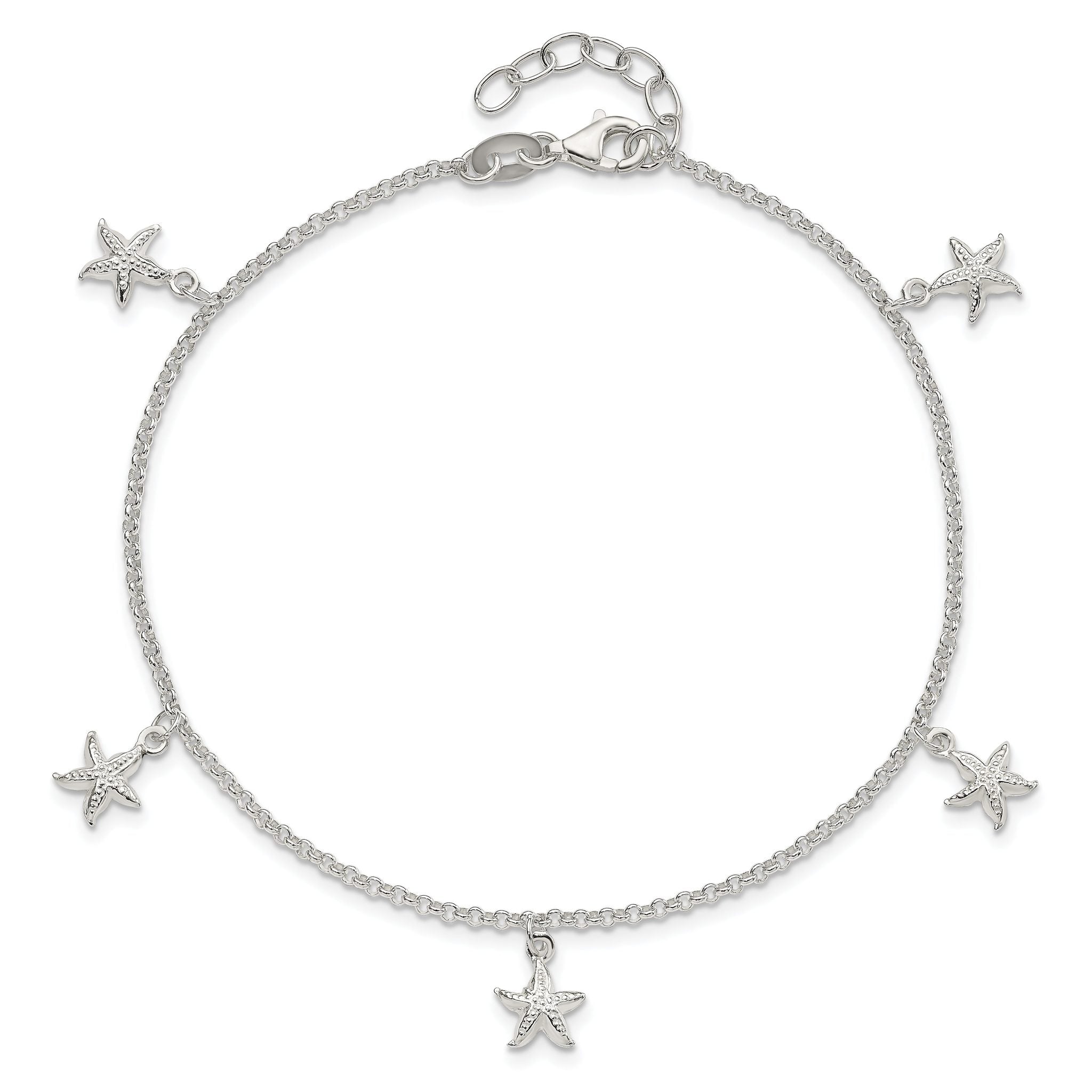 Starfish Dangle Anklet in Sterling Silver