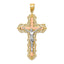 14K Tri-Color Gold Crucifix Pendant with Diamond-Cut Detailing, 61mm
