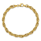 14K Polished/Textured/Dia-cut Twisted Link Bracelet