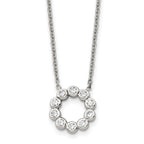 CZ Pendant Cable Chain Necklace in Stainless Steel