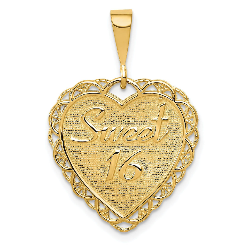 14K Gold Reversible Sweet 16 Charm Elegant Polished Finish