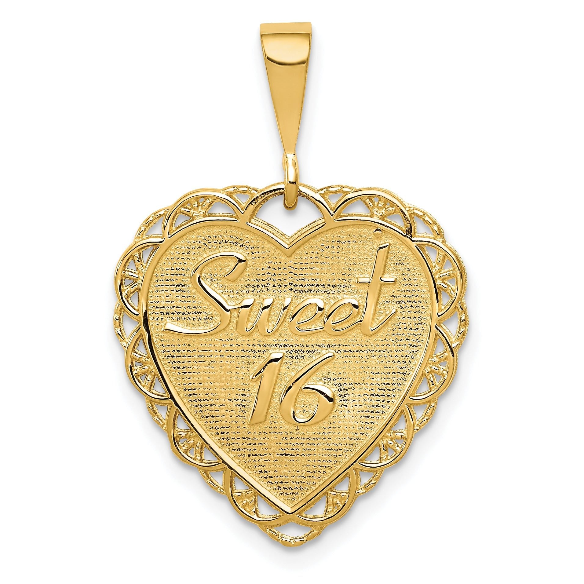 14K Gold Reversible Sweet 16 Charm Elegant Polished Finish