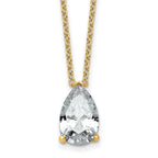 14k 4 carat Lab Grown Diamond VS+ F+ Pear Complete 18 inch Four Prong Pendant Necklace