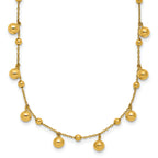 14K Polished Dangle Beaded w/2in Ext. Necklace