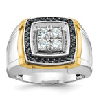 14k Two-tone Mens Polished Square Cluster Ring Mounting, Mounting Only