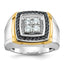 14k Two-tone Mens Polished Square Cluster Ring Mounting, Mounting Only