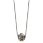 Black Enamel & Crystal Necklace in Stainless Steel